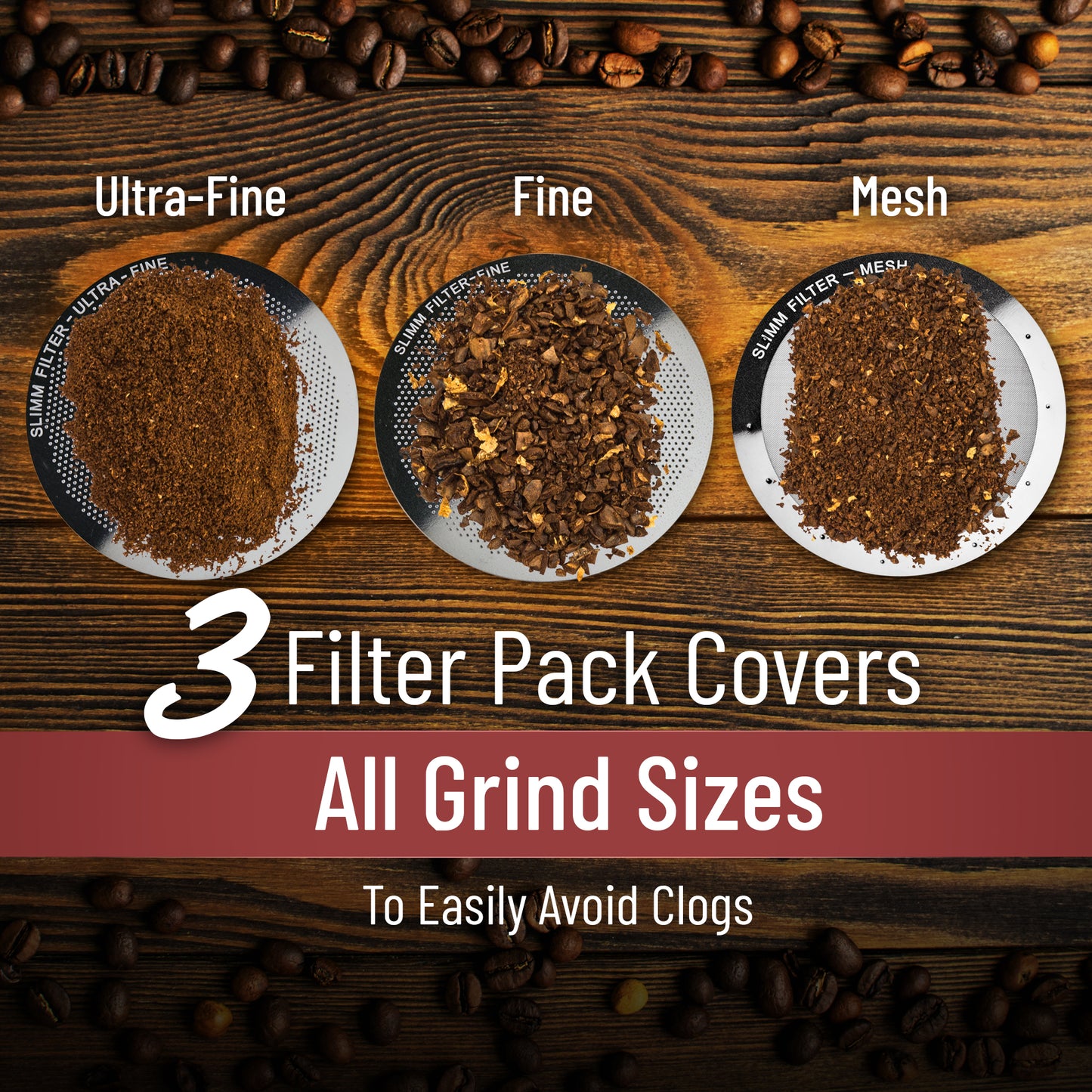 Reusable AeroPress Filter Set - 3 Pack - Mesh, Fine, Ultra-Fine